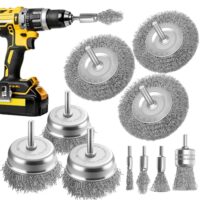 MIVITOOM 10-teiliges Drahtbürsten Set für Bohrmaschine und Akkuschrauber - Stahlbüste mit 6mm Rundschaft, ideal zum Polieren, Schleifen und Reinigen von Metall, Holz und mehr