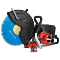 EBERTH Benzin Trennschleifer Motorflex für Nass- und Trockenschnitt, 350mm Trennscheibe, 2-Takt-Motor mit 3 kW Leistung