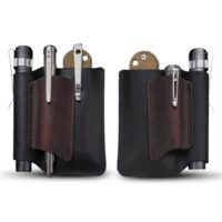 Edelstahl-Eleganz und Funktion - VIPERADE PJ38 EDC Lederscheide Tasche Organizer mit 4 Taschen, EDC Multitool Scheide für Herren, Handgefertigt Messer Holster für Taschenmesser Taschenlampen Stifte Multi Werkzeug