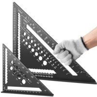 Zimmermannswinkel Set, 2 PCS multifunktionale Anschlagwinkel aus Aluminium mit 18cm und 30cm Länge, inkl. Flachem Zimmermannsbleistift zum Messen von Winkeln