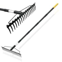BlumeTrec Gartenrechen, 1,7m Metallrechen mit 17 Stahlzinken, Harke zum Lockern von Boden und Nivellieren von Rasen