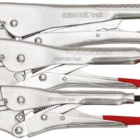 GEDORE red Gripzangensatz mit Selbstklemmfunktion, 3-teilig, 3,5-6 cm Spannweite, Einstellschraube und Auslösehebel, Chrom-Vanadium-Stahl, 7, 10 und 12 Zoll (3,5-6 cm) Länge