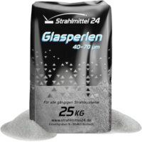 Glasperlensatz mit 25 kg Glasperlen, ideal für die Reinigung und Veredelung von Oberflächen, Größe 40-70 µm