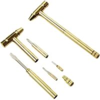 Goldener Mini Messing Hammer mit Schraubendreher - 6-in-1 Multifunktions-Juwelierhammer für die Reparatur von Handys, Laptops, Uhren und Brillen