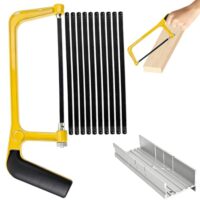 HIVTE Verstellbarer Metallsägebogen-Set mit Gehrungslade, 10 Bimetall-Sägeblätter, Handsäge für PVC, Fliesen, Reparatur, Renovierung und Heimwerkerwerkstatt-Handwerkzeug