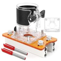 FSWWSF Holzfräser Werkzeug Schlitzhalterung Set 2 in 1 für Trimmer mit Skala und Befestigungs Halterung für 64/65 mm