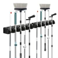 Zwei hochwertige Besenhalterungen Wand aus wasser- und feuchtigkeitsbeständigem ABS-Material, metallfrei und rostfrei. Ideal für verschiedene Reinigungsgeräte und Werkzeuge mit Durchmessern von 15–40 mm.