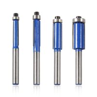 LEONTOOL 4-teiliges Bündigfräser-Set zum Trimmen von Regalkanten, Furnieren oder Laminaten mit C3-Hartmetall-Schneideklingen und Aufbewahrungsboxen