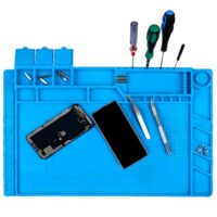 Lötmatte aus Silikon für hohe Temperaturen, rutschfeste Oberfläche, antistatisch, magnetisch und mit Aufbewahrungsschlitzen für Elektronik-Reparaturen