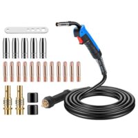 MB15AK MIG/MAG Schweißbrenner Set mit 4m Schlauchpaket, 22 Teile Verschleißteil-Set und Kupfer-Diffusor für CO2 Argon Schweißen in Werkstatt & Industrie