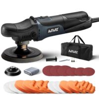 Mini Poliermaschine Auto, AUTIWOW 630W Polierer mit 6 Variable Geschwindigkeit 2500-4500 RPM, Seitengriff, 100mm/125mm Polierschwamm/Wollscheibe/Schleifpapier zum Polieren von Autos
