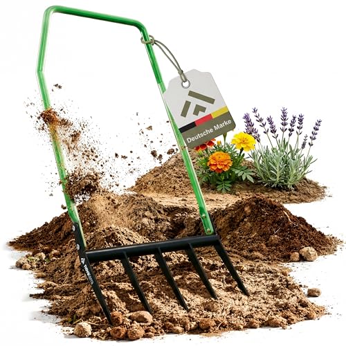 Ergonomische Grabegabel mit 5 Zinken - Hochwertige Gartengabel für Bodenbearbeitung und Rasenpflege