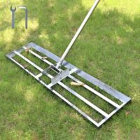 Garten-Rasenrakel aus Edelstahl mit verstellbarem Stiel, ideal für das Nivellieren von Rasenerde und das Verteilen von Topdünger oder Sand