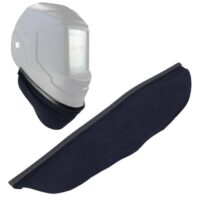 Professionelles flammhemmendes Schweißhelm-Lätzchen aus Ledermaterial mit Push-in Clip Design, umwickelbar für sicheren Schweißschutz bei Schweißarbeiten