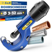 Rohrschneider für Aluminium-, Kupfer- und Kunststoffrohre mit Entgrater und Ersatzklinge