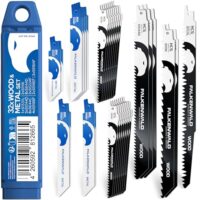 FALKENWALD Säbelsägeblätter Set 32-tlg - 22x Holz + 10x Metall - Bi-Metall & HCS - Für Holzbearbeitung, Metallbau, Edelstahl, Rohre und Laminat