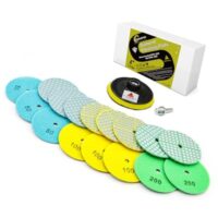 SANLEETEK Diamant Polierscheiben 100mm, 8 Stücke, verschiedene Körnungen für Granit, Marmor, Quarz und Kunststein