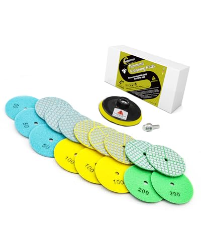 SANLEETEK Diamant Polierscheiben 100mm, 8 Stücke, verschiedene Körnungen für Granit, Marmor, Quarz und Kunststein