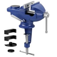 Schraubstock Drehbar 360° Tischschraubstock für Holzbearbeitung, Bohren und Schneiden mit Hammerschlaglackierung