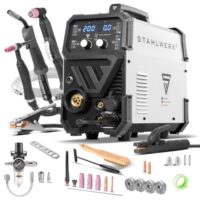 STAHLWERK Schutzgasschweißgerät 4-in-1 Kombi CTM-250 ST - WIG, MIG/MAG, MMA (E-Hand/ARC), FLUX (Fülldraht) bis 200 A, CUT (Plasmaschneider) bis 45 A, Schneidleistung bis 14 mm