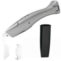 4 Stück Teppichmesser Profi Hakenmesser Set mit Trapezklinge und Hakenklinge, Delphin Messer mit Cuttermesser Klingen und Scheide, Arbeitsmesser für PVC-Boden, Teppich, Aluminiumlegierung, Silber