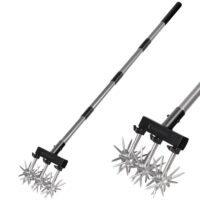 Verstellbarer manueller Gartenkultivator mit rostfreien Aluminiumklingen und Teleskopgriff für intensive Gartenarbeit
