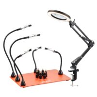 VEVOR Löthilfe - Magnetische Lötstation mit 3-facher LED-Vergrößerungslampe & 5 flexiblen Armen für elektronische Reparaturen