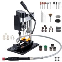 VOBOR Mini Tischbohrmaschine mit Flexiblem Wellenaufsatz, 7-Gang-Einstellung, 0.6–6 mm Bohrfutter für Präzisionsbohren in Metall, Holz, Schmuck und Handwerk