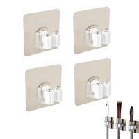Besenhalter auf der Wand, 4 Stück, ohne Bohren, Selbstklebend, für Haus, Küche, Badezimmer und Garten