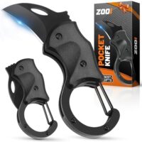Praktisches und vielseitiges Multitool Taschenmesser von ZOOI, ideal als Geschenk für Männer, DIY-Projekt oder Alltags-Gadget, mit integrierten Karabinerhaken und scharfer Klinge aus Edelstahl.