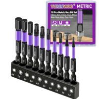 10 Stück Sechskant Bit Set (Metrisch) mit Magnetischen CNC-Spitzen und Hex Sechskant Schraubendrehern 50mm Lang für Akkuschrauber