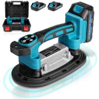 Ein 2-in-1 Akku Fliesenrüttler und Saugnäpfen mit zwei 2000mAh Akkus, ein Fliesenvibrator mit 22.5x12 cm Saugnapf, 250kg Adsorption und 9 einstellbaren Geschwindigkeitsstufen für die Verlegung von 0.3-1.8m Wandfliesen