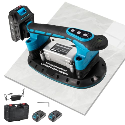 2IN1 Akku Fliesenrüttler mit Saugnäpfen | 6 Gang Einstellbar, 30x16cm Saugnapf 250kg Tragkraft, Elektrische Vibrationsmaschine für 2m Fliesen Wandfliesen & Ziegelwand
