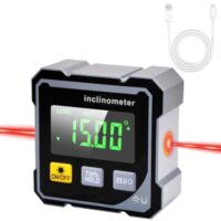Vollständiges Set für Ihre Werkstatt - 4-Seitiger Magnetischer Digitale Winkelmesser, Lasermessung, Digitale Wasserwaage mit LED-Anzeige und Magnetischer Winkelmesser Digital für Holzarbeiten und Bau