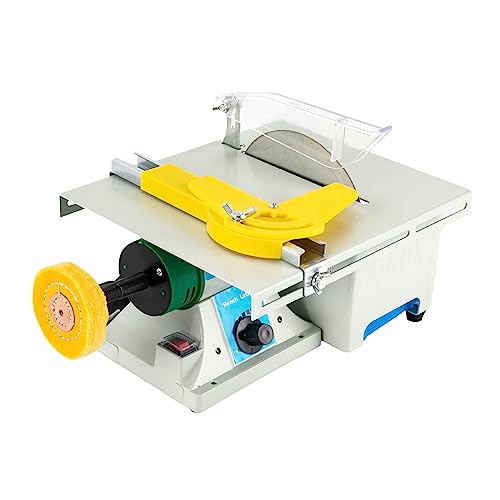 5-in-1 Edelstein Polierschleifmaschine, 750W Schleifmaschine Elektrische Poliermaschine (800-10000RPM), Tischkreissäge Tischpolierer für Polieren, Schneiden und Schleifen