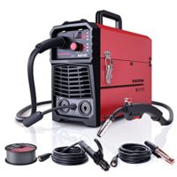 Schweißgerät mit 5 verschiedenen Schweißmodi, Fülldraht (FCAW), MIG und MAG Gasgeschütztes Schweißen, Lift-TIG und MMA Elektroden-Schweißen, 140A-Zündstrom, 1kg Fülldraht 0,8mm