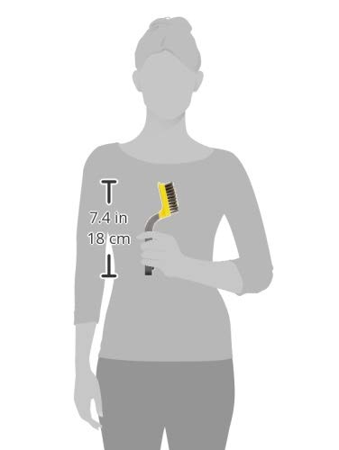 Ergonomische Drahtbürste mit weichem Griff und Edelstahlläufern zum Reinigen und Polieren von Oberflächen, breit und weicher Griff, Schwarz und Gelb