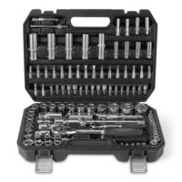 Amazon Basics Steckschlüsselsatz mit Ratschen, Verlängerungen und Bits - CRV-Stahl - 108 Teile - Ideal für Heimwerker und Autoreparaturen