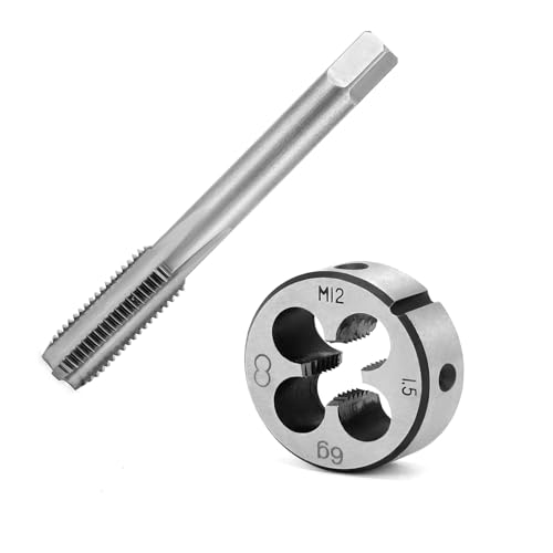BIGP Gewindebohrer M12*1.5, Metrisch Gewindoschneideisen Set, Rechtsgewinde Feingewinde Schneider
