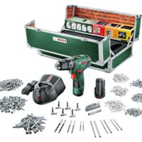 Bosch DIY Akku-Schlagbohrschrauber PSB 10,8 LI-2 mit Toolbox, 2 Akkus und Ladegerät für Schrauben-, Bohr- und Schlagbohren in Metall, Holz und Stein