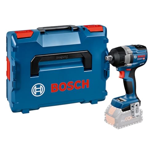 Bosch Professional 18V System Akku-Drehschlagschrauber GDS 18V-750 C mit Connectivity-Modul GCY42 und L-BOXX-Einlage auf weißem Hintergrund