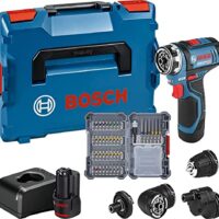 Bosch Professional 12V System Akku Bohrschrauber GSR 12V-15 FC - FlexiClick System inkl. 2x 2.0 GBA 12V Akku, Ladegerät und Zubehörset