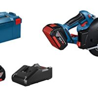 Bosch Professional Akku-Kreissäge GKM 18V-50, 2 x 5,0 AH Akkus, Schnellladegerät GAL 18V-40 und Kreissägeblatt