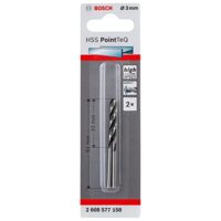 Zwei Bosch Professional HSS Spiralbohrer PointTeQ für Metall, 3 x 33 x 61 mm, Zubehör Bohrschrauber in einer Packung mit Werkzeug