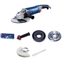 Bosch Professional Winkelschleifer GWS 24-230 JZ, 2.400 Watt, Zweilochschlüssel, Aufnahmeflansch, Spannmutter, Abdeckschutz, Zusatzhandgriff für Trennen und Schleifen