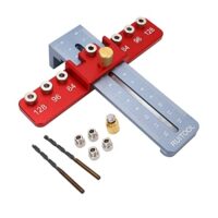 Cabinet Hardware Jig, Bohrlehre aus Aluminiumlegierung, Lochabstände 64/96 / 128mm, inkl. HSS Bohrbuchse 4mm - Präzise und schnelles Positionieren für Schubladen - und Türgriffe