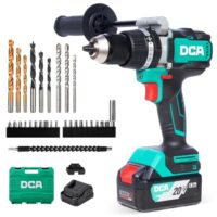 DCA Akku-Schlagbohrschrauber-Set 18V 120Nm, Bürstenloser Schlagbohrmaschine mit 1x4,0Ah Akku und 24+1+1 Drehmomentstufen Schlagbohrer
