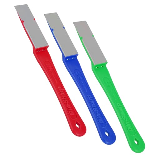 Diamant Schleiffeile Set, DMT Dia-Sharp, für Messer und Werkzeuge, drei verschiedene Klingen mit grober bis extrafeiner Schärfe, Made in USA