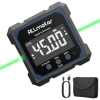 Digitaler Winkelmesser mit Laser für professionelle Arbeiten in der Holzarbeit, im Bau und bei Dekoration, 4×90° Messbereich, IP54 Wasserdicht