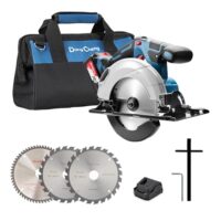 Dong Cheng 18V Akku Handkreissäge Ø165mm, 5000RPM, Schnitttiefe 59 mm, 0-50° inkl. Ø165 x Ø20 mm Sägeblatt und Ladegerät für präzise Schnitte in Holz, Kunststoff und mehr
